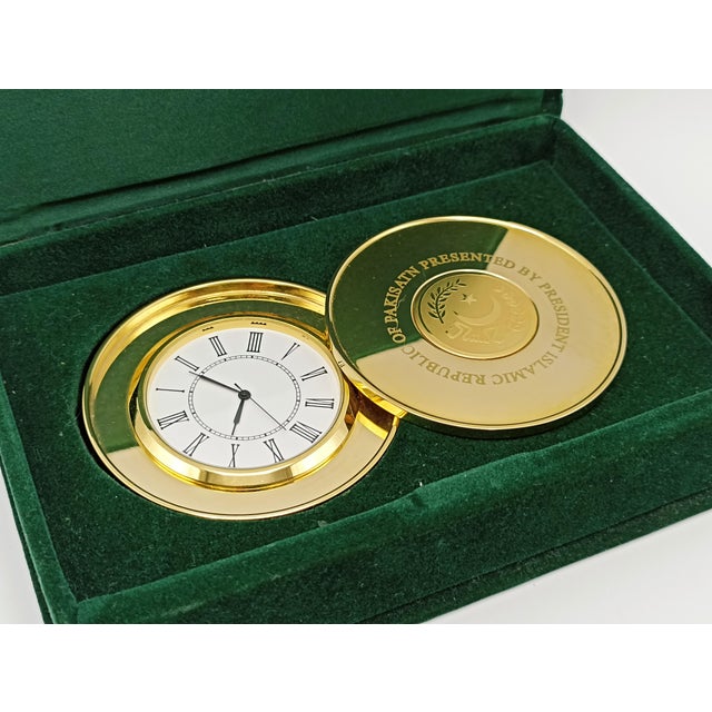 2000s Pakistan Presidential Gold-Plated Seal Brass Casing Quartz Desk ...