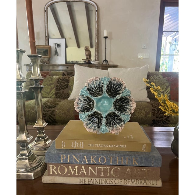 Late 19th Century French Hand Painted Majolica Five-Lille 6 Well Oyster Plate. C. 1890's For Sale - Image 5 of 10