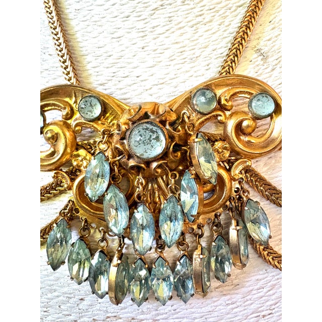 Stunning Art Deco and Gold Fill and Rhinestone Necklace For Sale - Image 4 of 7