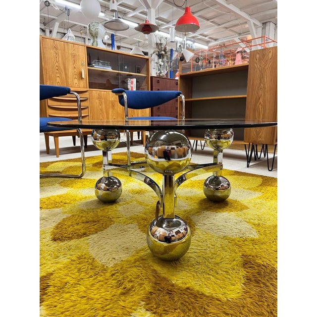 Coffee Table in Chrome and Smoked Glass For Sale - Image 3 of 11