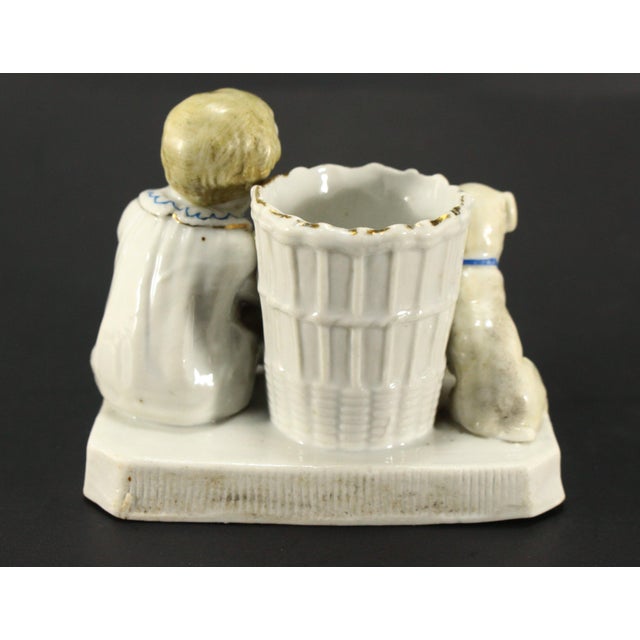 1880's German Conta & Boehme Porcelain Match Holder & Striker Baby & Puppy For Sale - Image 10 of 11