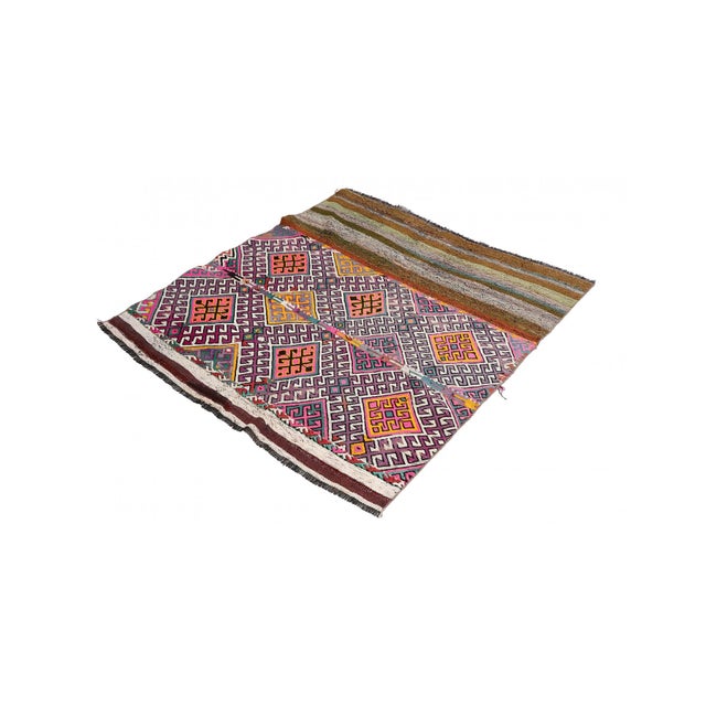 Handwoven vintage embroidered kilim rug from Marash region of Turkey. Approximately 50-60 years old. In good condition....