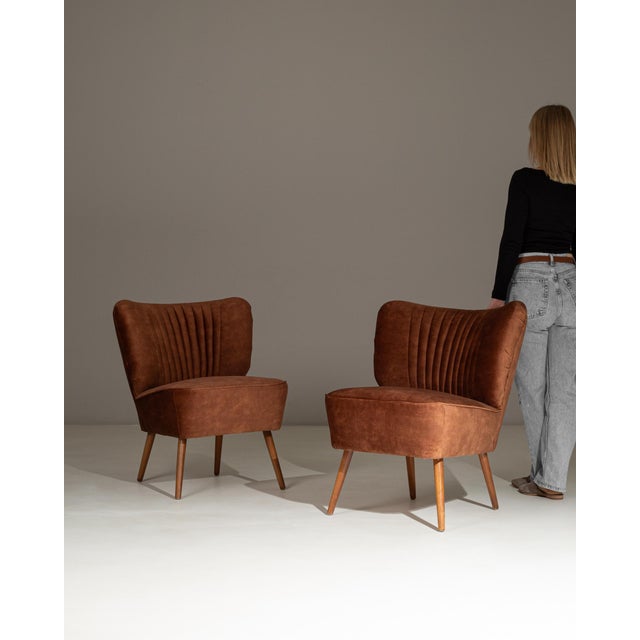 Mid-Century Modern 1940s Danish Upholstered Cocktail Chairs - A Pair For Sale - Image 3 of 18