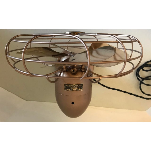 Metal 1949 Emerson Golden Jubilee Rose Gold Oscillating Electric Fan For Sale - Image 7 of 9