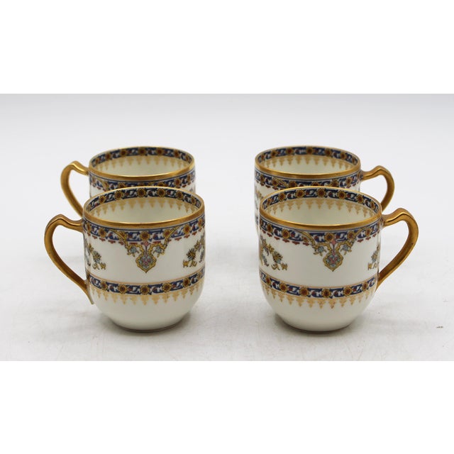Late 19th Century Late 19th Century Set of 4 Demitasse Cups & Saucers From Limoges, France For Sale - Image 5 of 10