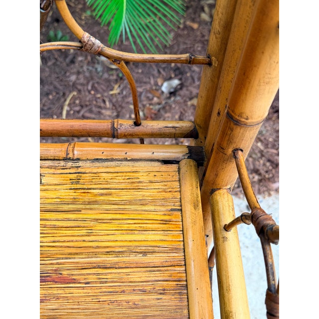 Vintage Burnt Bamboo Folding Shelf For Sale - Image 12 of 14