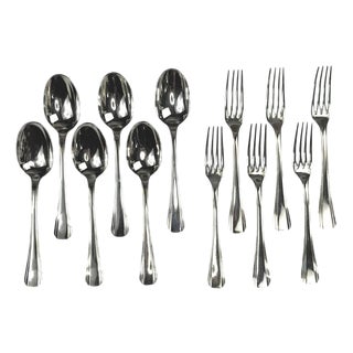 Vintage Boréal Silver Plated Cutlery Set from Christofle, 1940s, Set of 12 For Sale