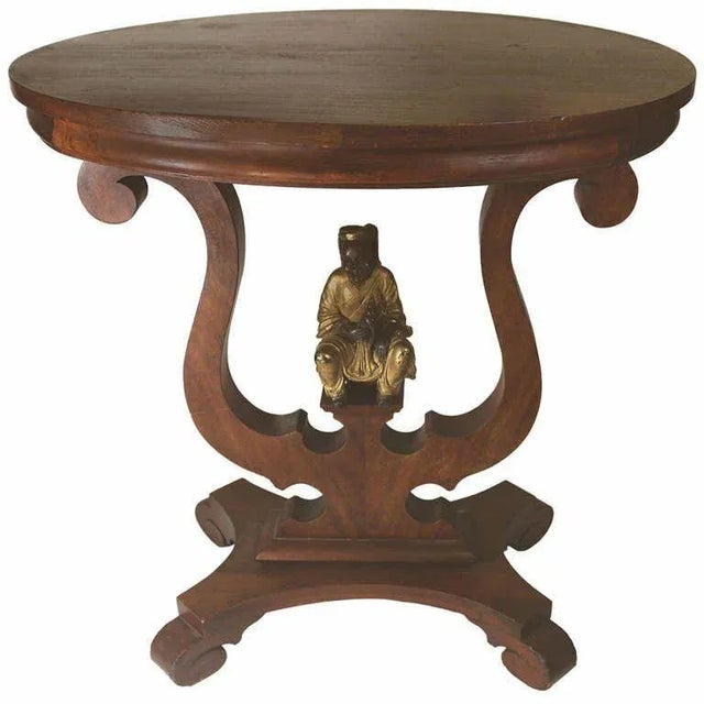 19th Century Victorian Console, Side Table, Dining Table for 2- Displaying a Bronze Sculpture a Japa For Sale - Image 4 of 4