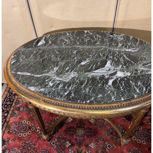 Louis xvi style gilt wood pedestal table louis xvi style gilt wood pedestal table sea green marble top fluted legs with a...