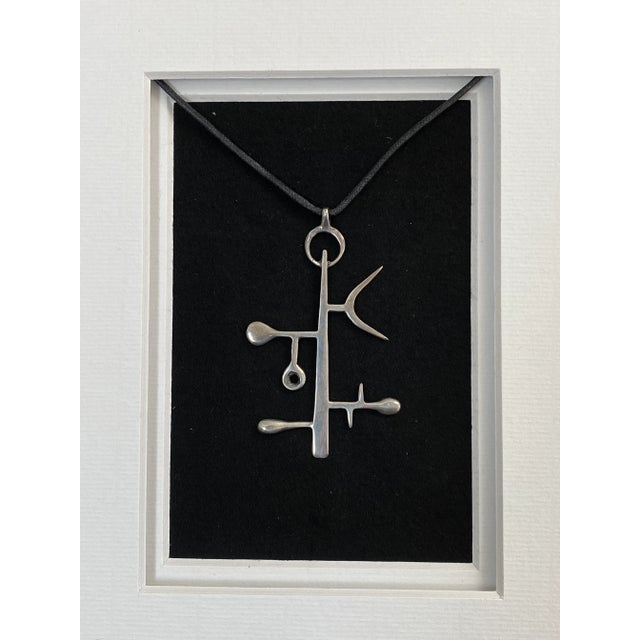 1960s 1960s Framed Modernist Abstract Sculptural Silver Necklace For Sale - Image 5 of 12