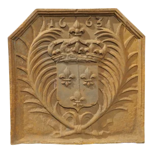 French Cast Iron Fireback, Coat of Arms of the House of Bourbon, Early 20th Century