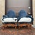 Vintage Baker Furniture William and Mary Walnut, Blue Damask Custom Built High Seat Throne Lounge Chairs - A Pair For Sale - Image 14 of 18