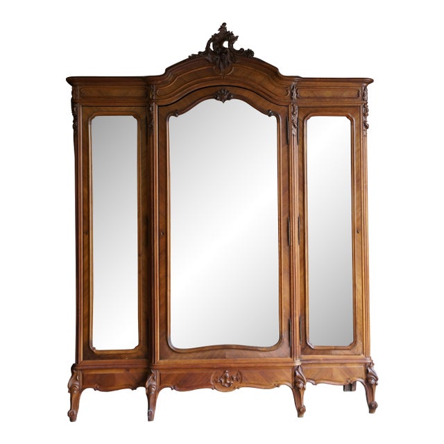 Antique French Louis XV Rococo Triple Armoire For Sale