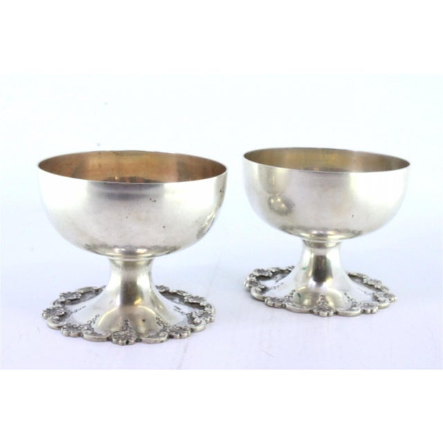 Silver Champagne Glasses with Base Reliefs and Shells, Set of 2 For Sale - Image 5 of 7