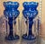 Bohemian cobalt cut to clear crystal luster pair! This large pair of crystal mantel lusters are simply amazing to display,...