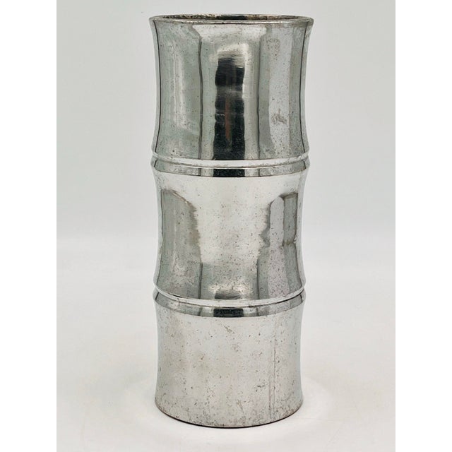 Metal Mid 20th Century Metal Aluminum Bamboo Vase For Sale - Image 7 of 10