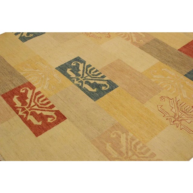 1990s 1990s Shabby Chic Kafkaz Tan/Red Wool Rug - 6'0 X 8'8 For Sale - Image 5 of 8