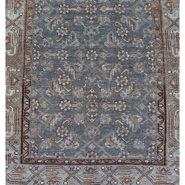 Textile Antique Persian Hamadan Runner in Wool With All-Over Floral Design For Sale - Image 7 of 12