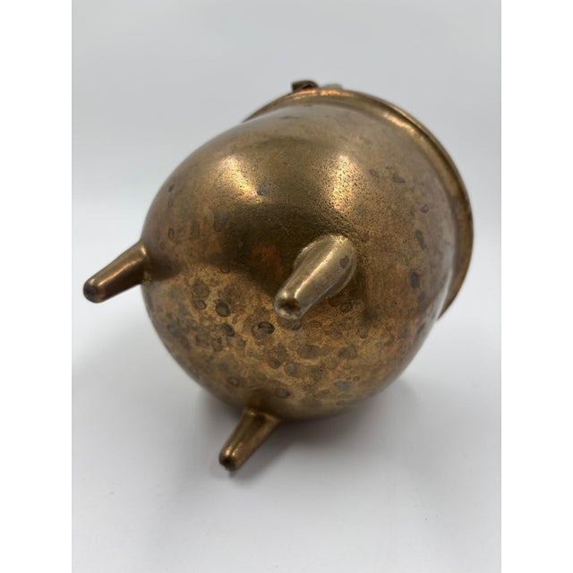 Metal Antique Brass Kettle with Legs For Sale - Image 7 of 15