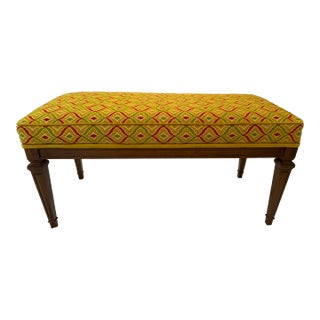 1950s Piano Bench With Custom Needlepoint Pattern One of a Kind For Sale