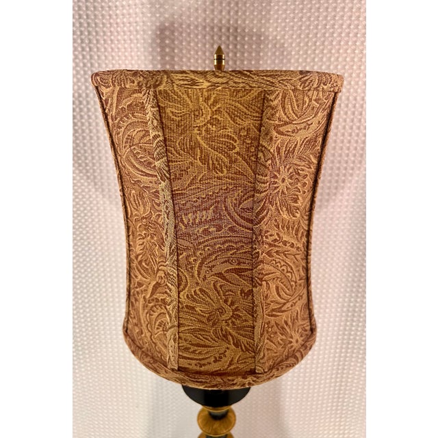 Gold Vintage Tyndale Art Deco Style Tassel Column Table Lamp For Sale - Image 8 of 11