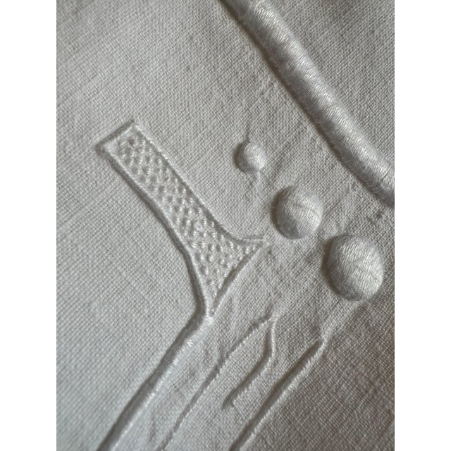 Linen Antique French Linen Sheet Co Monogram Ladder Work White Trousseau Linen Bed Sheet Circa 1920 the Paris Apartment For Sale - Image 8 of 13
