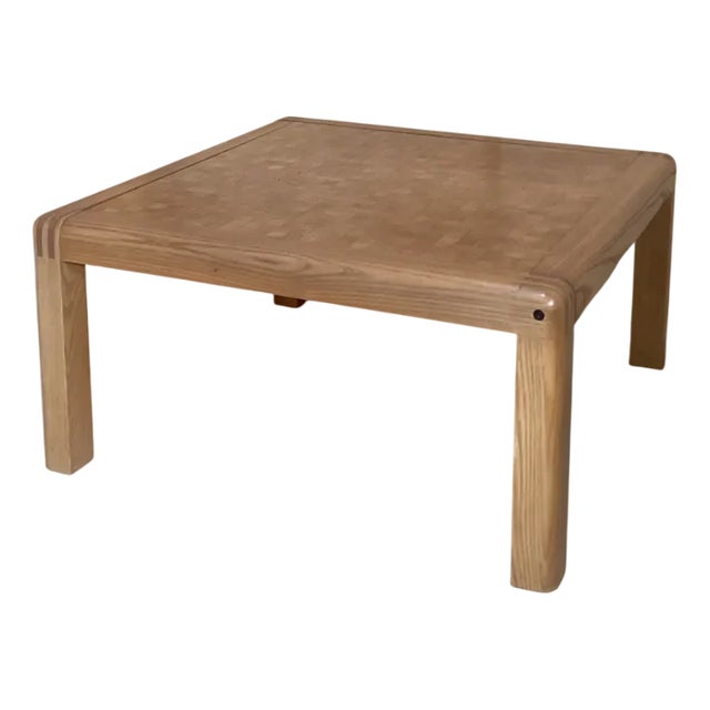 Scandinavian Checkered Oak Coffee Table, 1980s For Sale