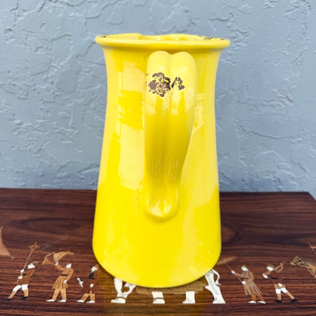 Vintage Italian Hand Made Yellow Pottery Pitcher For Sale - Image 4 of 8