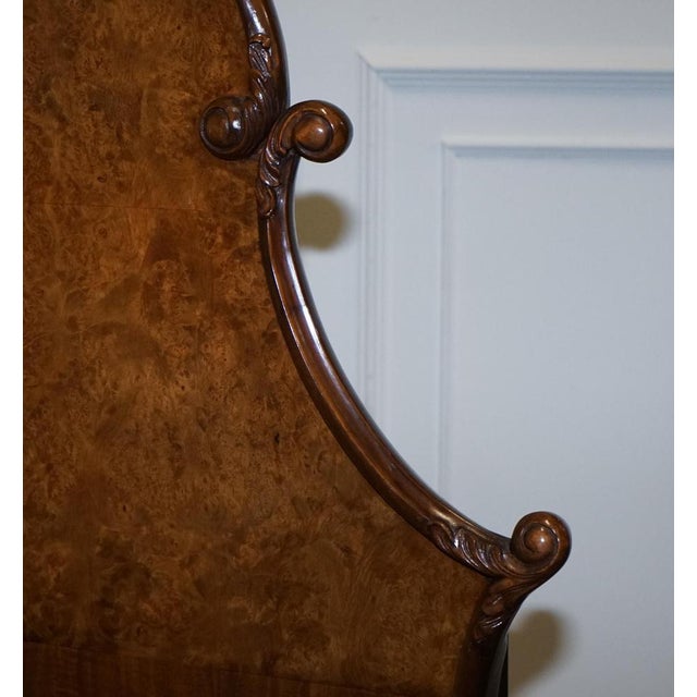 Wood Art Deco English Burr Walnut Vono Bedstead Frame Queen Anne, 1930s For Sale - Image 7 of 16
