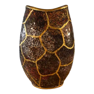 Vintage Ceramic and Glass Mosaic Tortoise Shell Design Vase