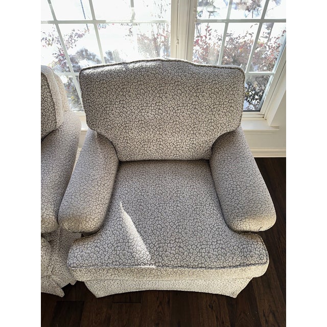Textile 2 Custom Matching Swivel Charles Stewart Arm Chairs For Sale - Image 7 of 9