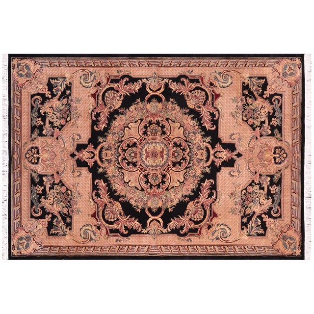 Black Shabby Chic 1990's Pak-Persian Black/Tan Wool Rug - 4'6'' X 7'2'' For Sale - Image 8 of 9