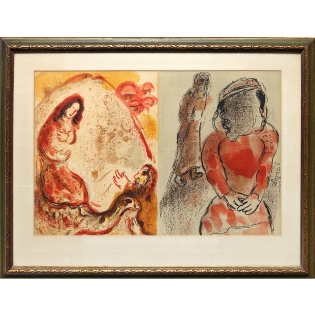 Modern Rachel Hides Her Father's Household Gods from The Bible and Tamar, The Daughter,in,law of Judah, Marc Chagall Lithograph For Sale - Image 3 of 3