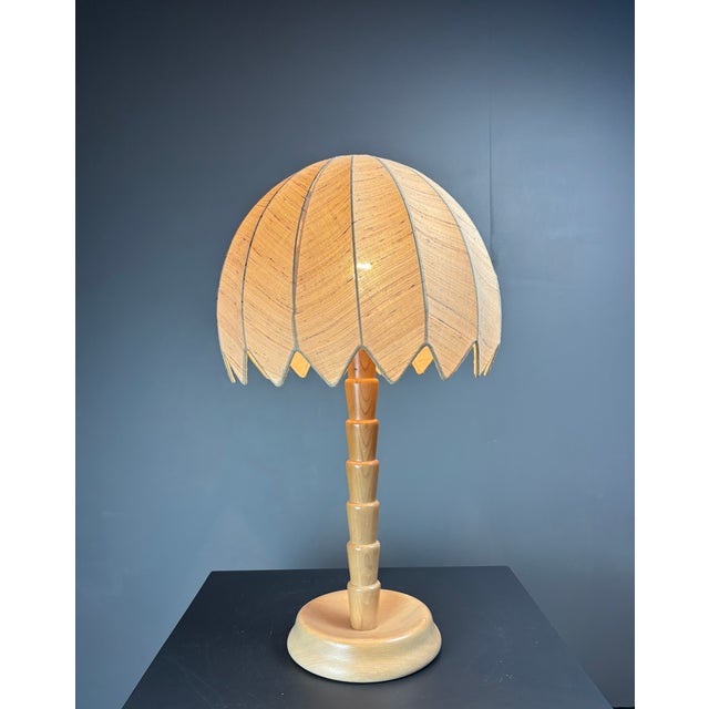 Beige Pine Palm Table Mushroom Lamp from Temde, Switzerland, 1970s For Sale - Image 8 of 13