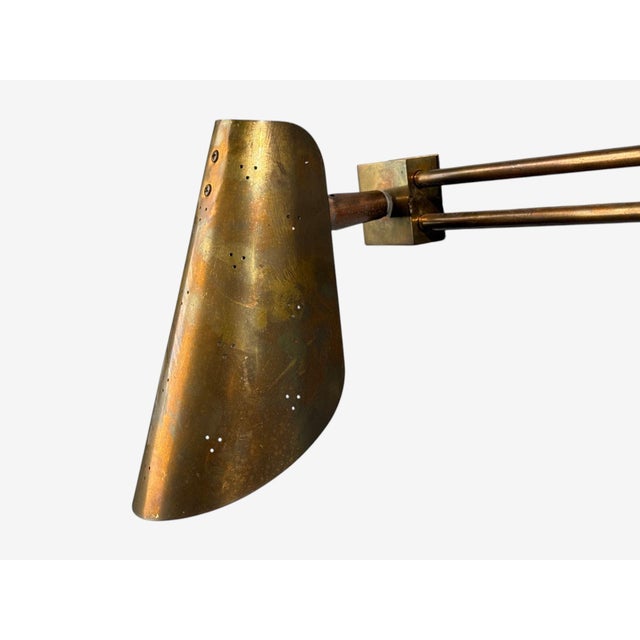 Metal Paavo Tynell Style, Large Double Wall Sconce, Pierced Brass, Finland, 1950s For Sale - Image 7 of 12