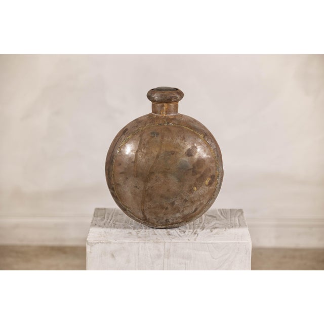 Early 20th Century Antique Indian Metal Surahi Decorative Water Vessel, Early 20th Century For Sale - Image 5 of 12