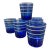 1950s Hazel Atlas Low Ball Cobalt Blue Tumblers With White Rings - Set of 7 For Sale