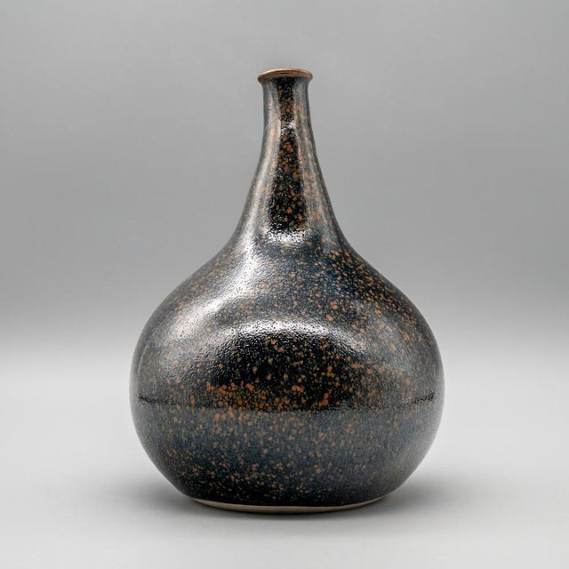 1960s Mid-Century Tenmoku Glazed Kyō-Yaki Vase attributed to Miura Chikken, Japan, 1960s For Sale - Image 5 of 11