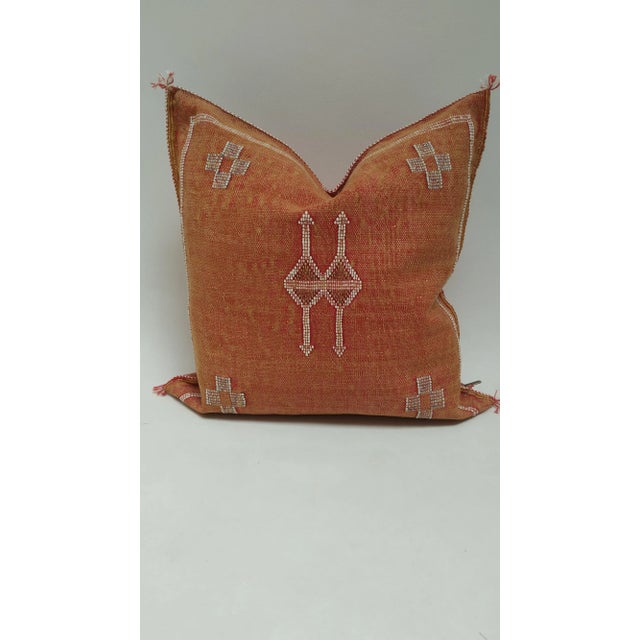 Orange Cactus Silk Pillow Cover For Sale - Image 8 of 8