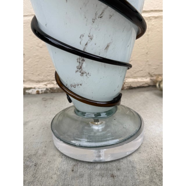Early 21st Century Pair of Sculptural Studio Glass Table Lamps by Thumprints (Alison K. West) For Sale - Image 5 of 12