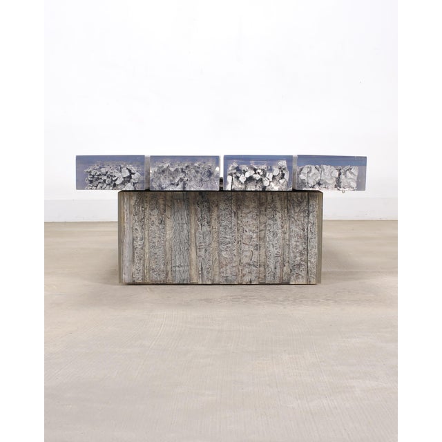 Gray Timothy Oulton Glacier Coffee Table Burnt Timber in Lucite 6 Ft For Sale - Image 8 of 18
