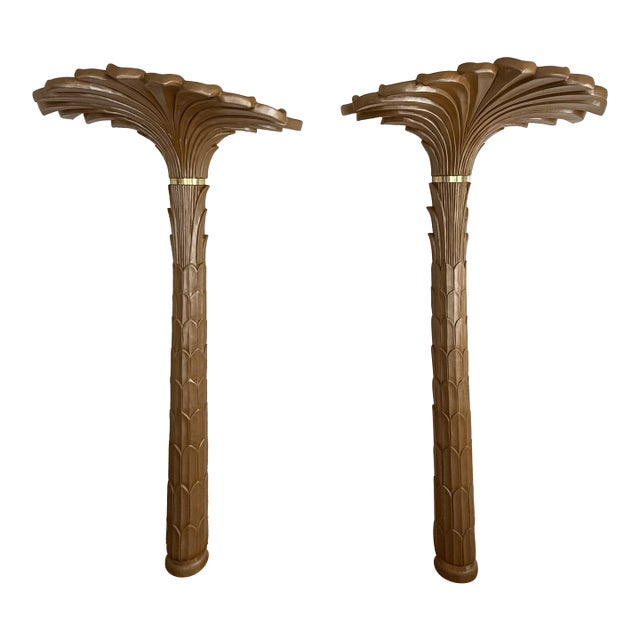 1980s Serge Roche Style Palm Wall Torchiere Floor Lamp - a Pair For Sale