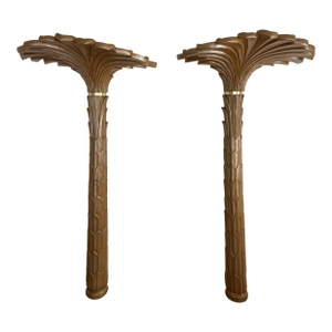 1980s Serge Roche Style Palm Wall Torchiere Floor Lamp - a Pair