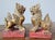 A near pair of antique Southeast Asian Burmese jeweled parcel gilt wooden temple guardian figures. circa 1900 Hand carved...