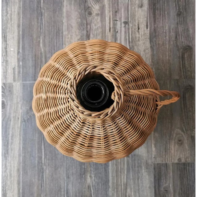 Tan Vintage Glass Ballon Vase with Rattan, Boheme, 1960s For Sale - Image 8 of 10