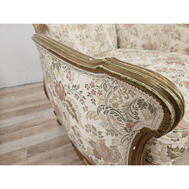 20th Century Italian Baroque Style Bergère Armchairs in Carved and Gilded Wood, Set of 2 For Sale - Image 15 of 18