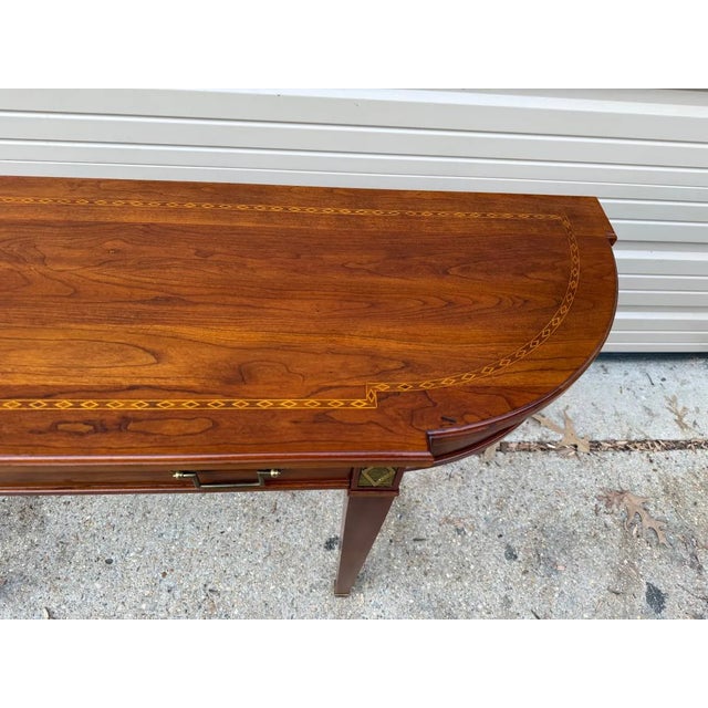 Stickley Stickley Furniture Federal Style Demilune Mahogany Inlaid Console Table or Hall Table For Sale - Image 4 of 12