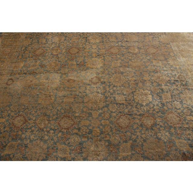 1920s Antique Sultanabad Persian Rug in Beige-Brown and Blue Floral Pattern For Sale - Image 5 of 9