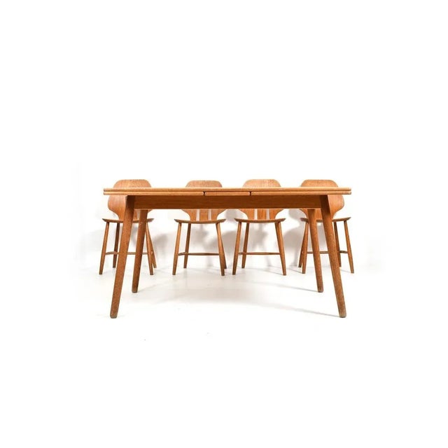 Dining Table & Chairs by Ejvind A. Johansson & Poul Volther for FDB Møbler, 1960s, Set of 7 For Sale - Image 11 of 13