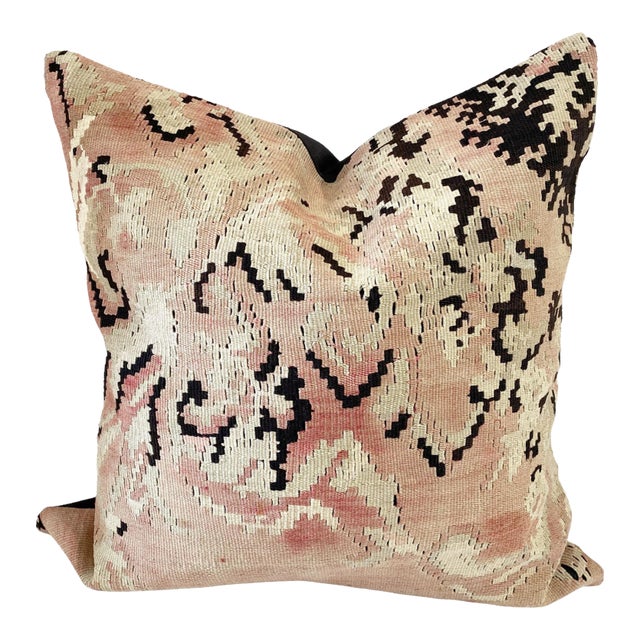 Custom Made Antique Turkish Tribal Kilim Pillow Cover 24" by 24" For Sale